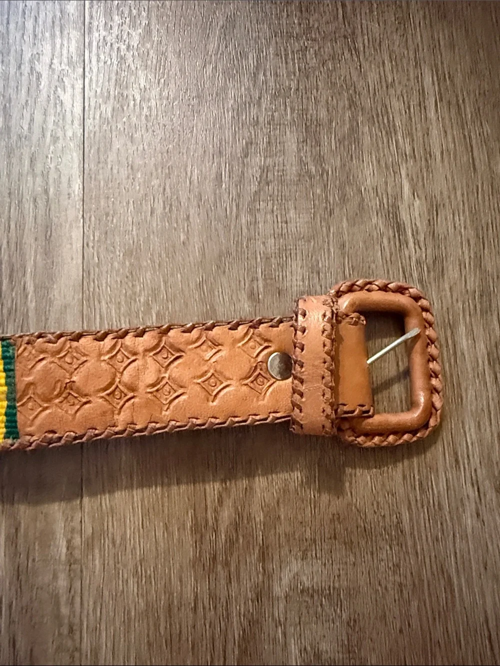 Guatemalan Multicolor Woven Leather Belt Size Medium